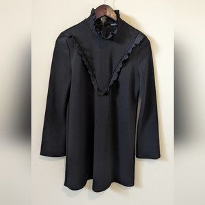 Zara Ruffle Mock Neck Dress  Black M Goth